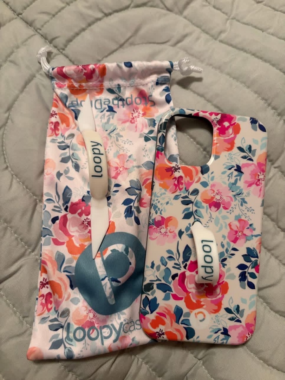 Loopy Case Floral Phone Case and Strap in Pink, Blue, Orange